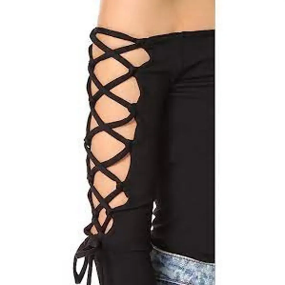 SUSANA MONACO (Revolve) Hailey Off Shoulder Top w Lace Up Sleeves - Picture 3 of 8